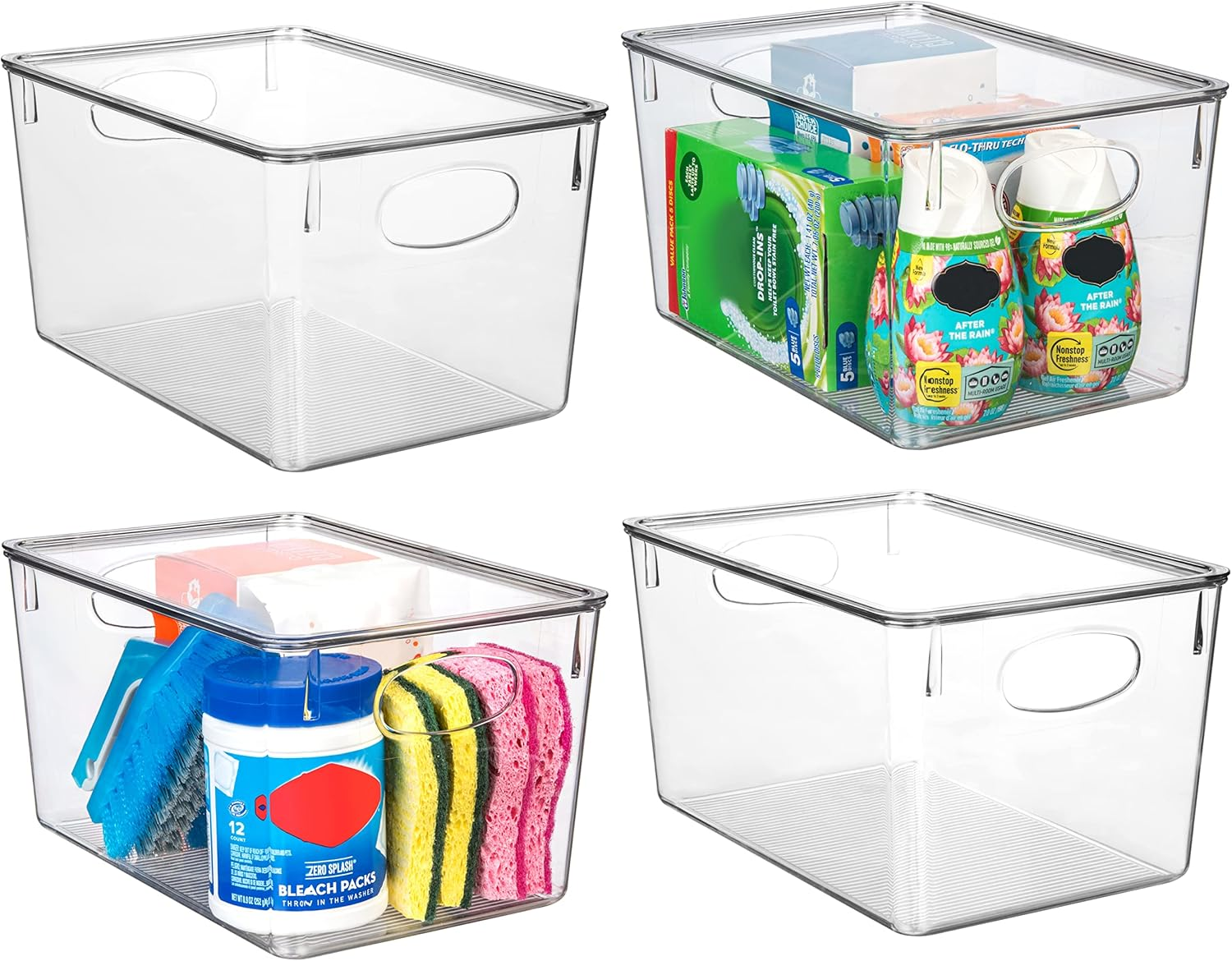 4-Pack Plastic Storage Bins with Lids for Pantry Organization-image