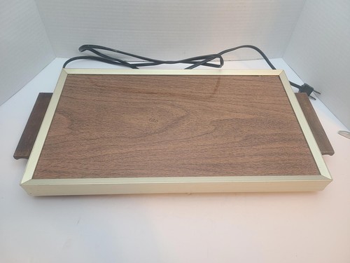 Cornwall Vintage Electric Warming Tray 1970s Retro Faux Wood Grain Tested Works