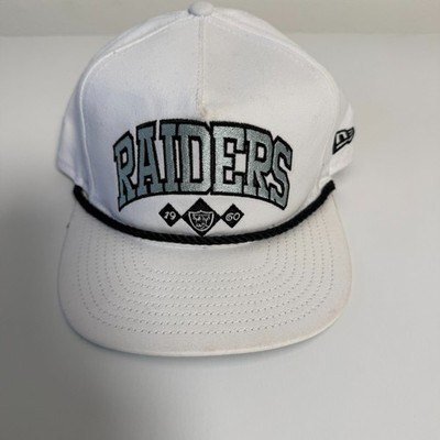 Las Vegas Raiders New Era Snapback Hat White Script Logo Rope Vintage Style Cap