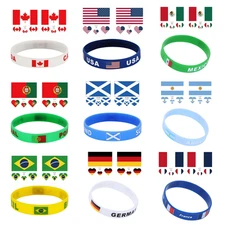 Sports Fan Cheering Accessories Kit Silicone Support Bracelet and Flag Stickers
