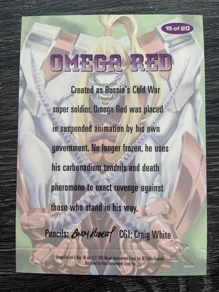 Omega Red (1995, Fleer Ultra X-Men) Alternate X Embossed Card 15 of 20 - Image 2 of 2