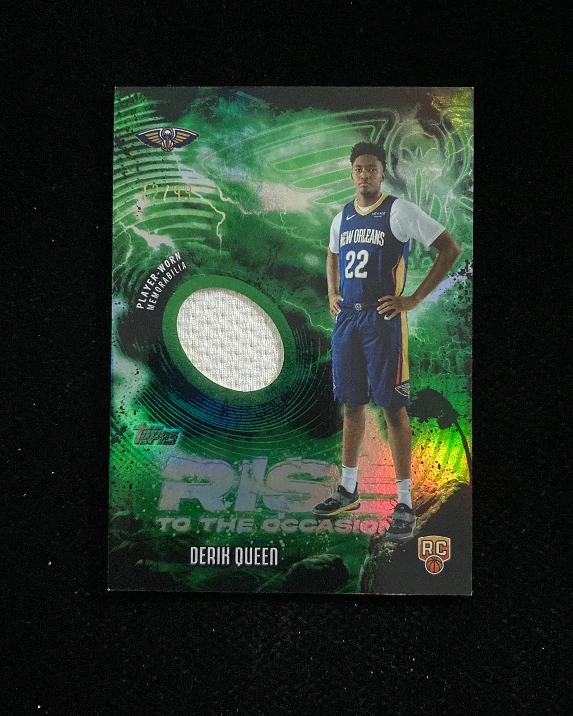 2025-26 Topps Rise To The Occasion Green Derik Queen RC Rookie PW Patch 12/99 HD