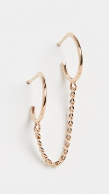 NEU 260 $ Zoe Chicco 14K Gold extra kleine Panzerkette Doppel Huggie Creolen Ohrring