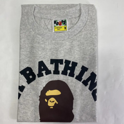 BAPE A Bathing Ape College Tee Shirt Grey Size Medium 100% Authentic