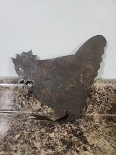Vtg Metal Chicken Rooster Handmade Folk Art Farmhouse Decor Rustic Primative 