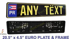 EURO TAG BMW  European license plate, ANY TEXT, PUERTO RICO & MOUNTING FRAME