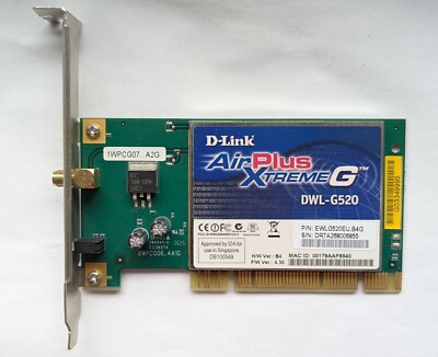 D-link DWL-G520 Wireless PCI Adapter 108Mbit, Netzwerkkarte AirPlus XtremeG