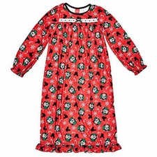 Disney Girl's Mickey Mouse Red Flannel Holiday Flannel Granny Nightgown