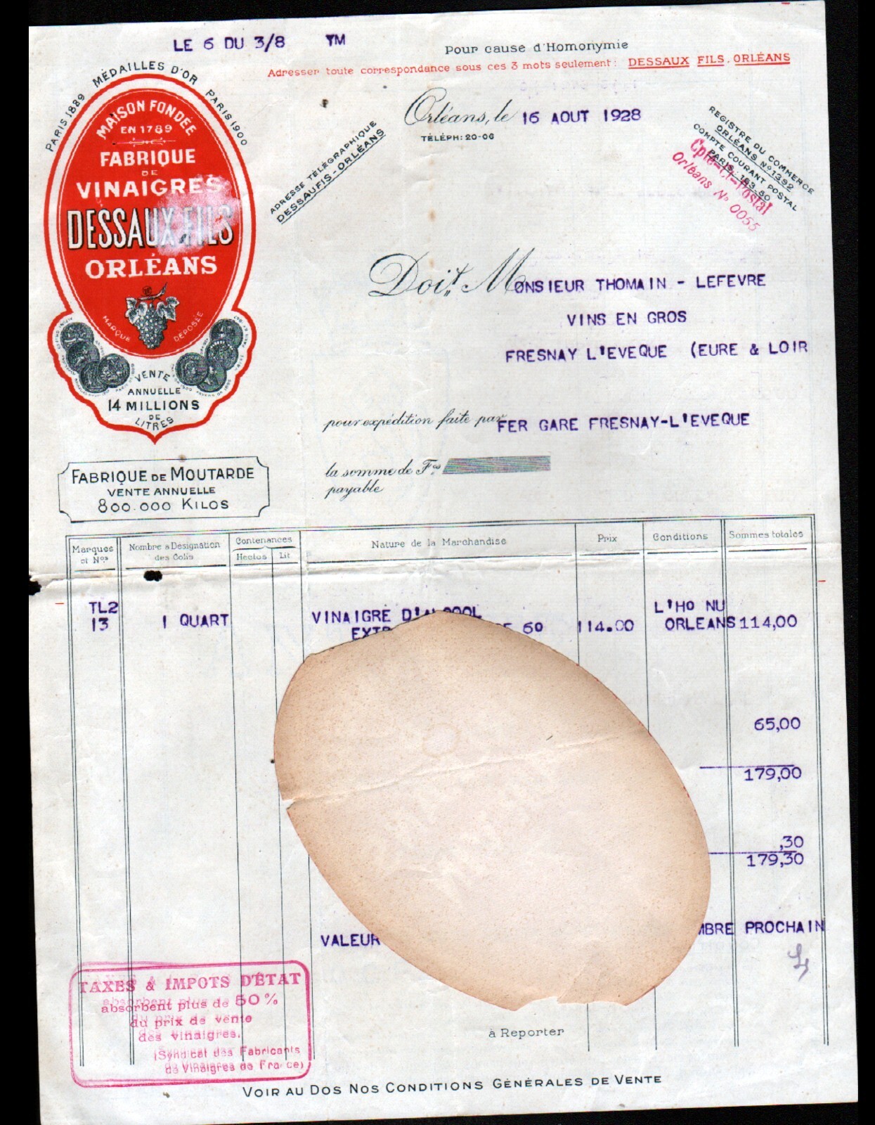 Ancien pot à Moutarde publicitaire DESSAUX Fils en verre - Le palais