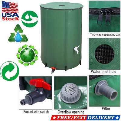 Rain Barrel Water Collector 50-100 Gallon Portable Foldable Collapsible Tank,Spigot Filter Water Storage Container 66 Gallon