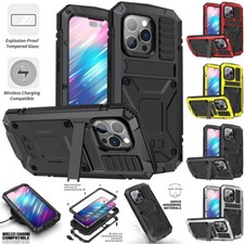 For iPhone 18 17 16e 15 14 Pro Max 13 Waterproof Armor Metal Case Screen Cover