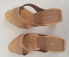 NINE WEST WOOD High Heel Platform Sandal Slides Sz 10 Leather Upper 5" — photo 5