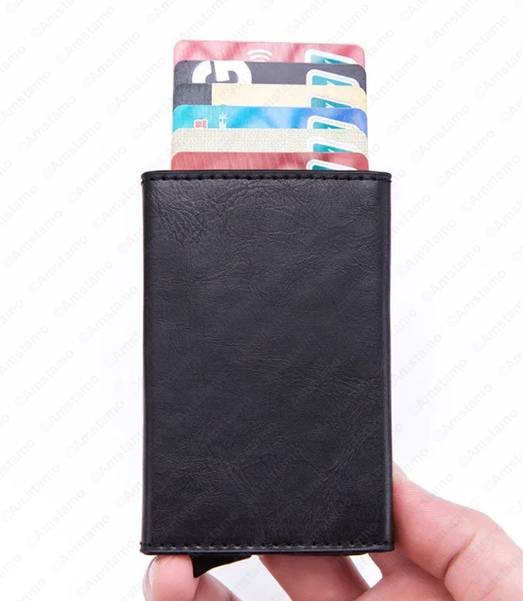 AKAROA Slim Wallet Herren - Rindsleder Geldbeutel Mit Kartenauswurf & RFID Schutz