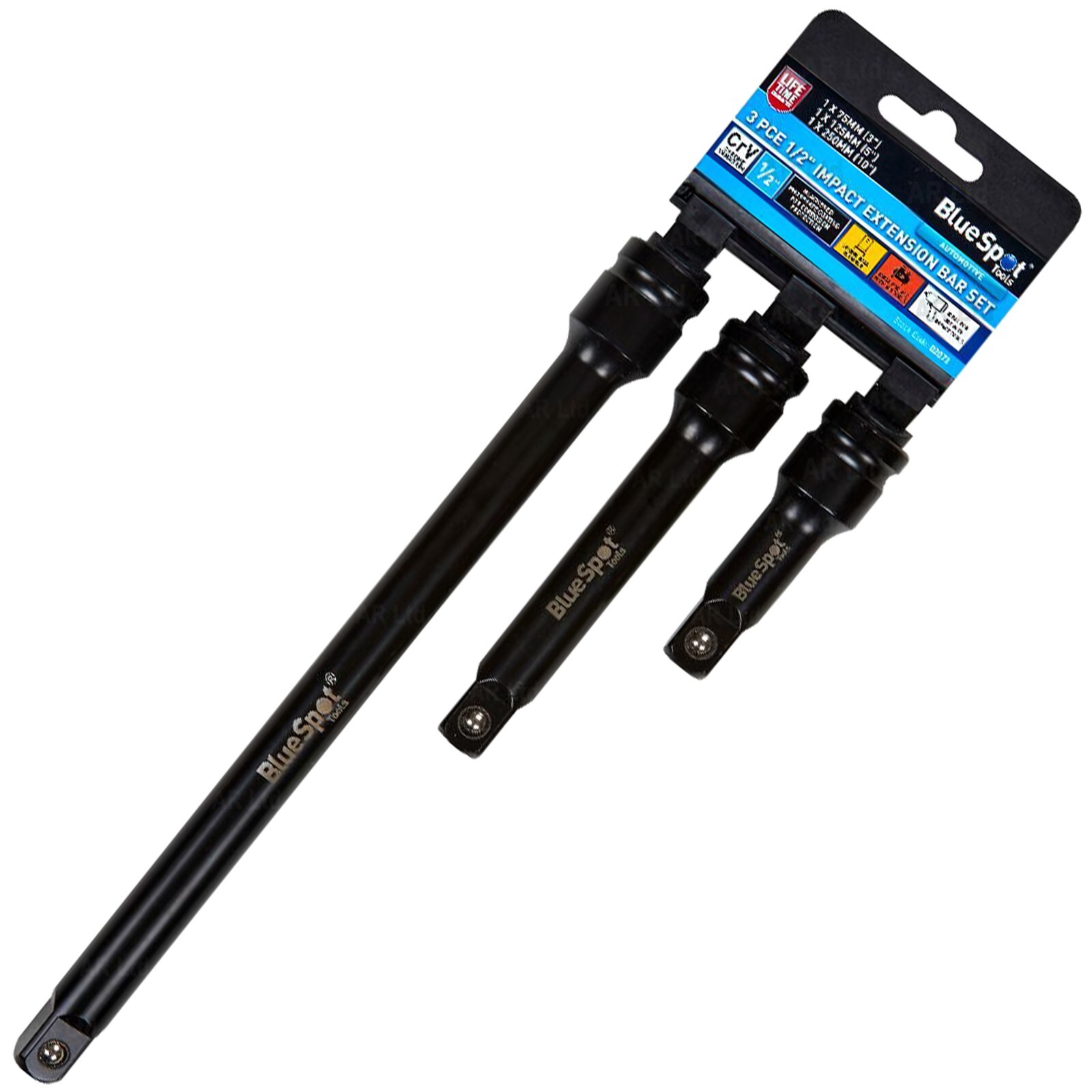 1/2"" Drive Impact Socket Extension Bars. 75mm 125mm 250mm long Socket Impact Bar