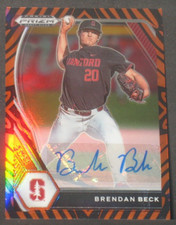 Brendan Beck 2021 Panini Prizm Draft Tiger Stripes Autograph Rookie (3/25) #55