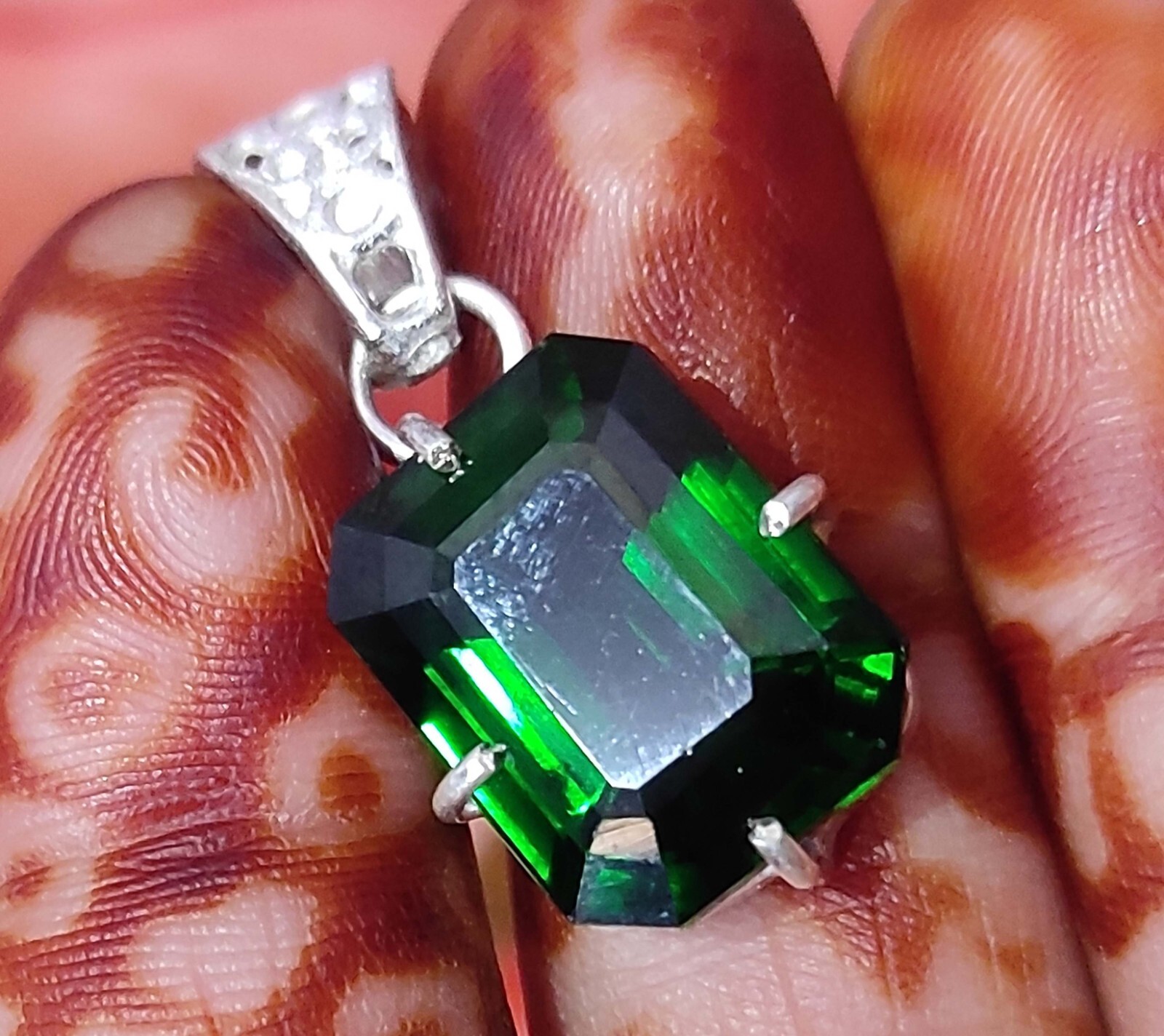 29.89 Ct Natural Emerald Cut 925 Silver Pendant with Certified Gemstone