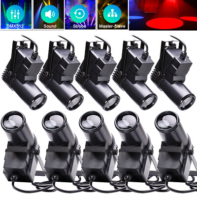 10x 30W RGBW LED Punktstrahler für Spiegelkugel Pinspot DMX DJ Spot Scheinwerfer