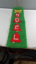 Vtg Christmas Latch Hook Wall Hanging 33" Completed Christmas NOEL Bells