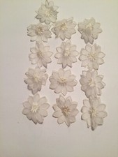 Lot Of 13 Sheer White Embroidered Sew On Floral Appliques