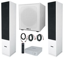2 Rockville Rocktower 64B White Home Tower Speakers Bluetooth/Wifi Amp Sub
