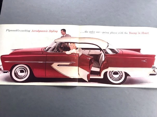 1956 Plymouth Belvedere Savoy Plaza Suburban Original Car Sales Brochure Foto 3 de 4