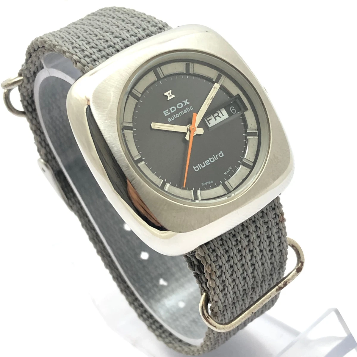 Vintage EDOX Automatic Bluebird Swiss Made Day Date 36mm Mens