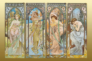 Alphonse-Alfons-Mucha-034-Times-of-the-Day-034-1899-24-034-x36-034-CANVAS-ART
