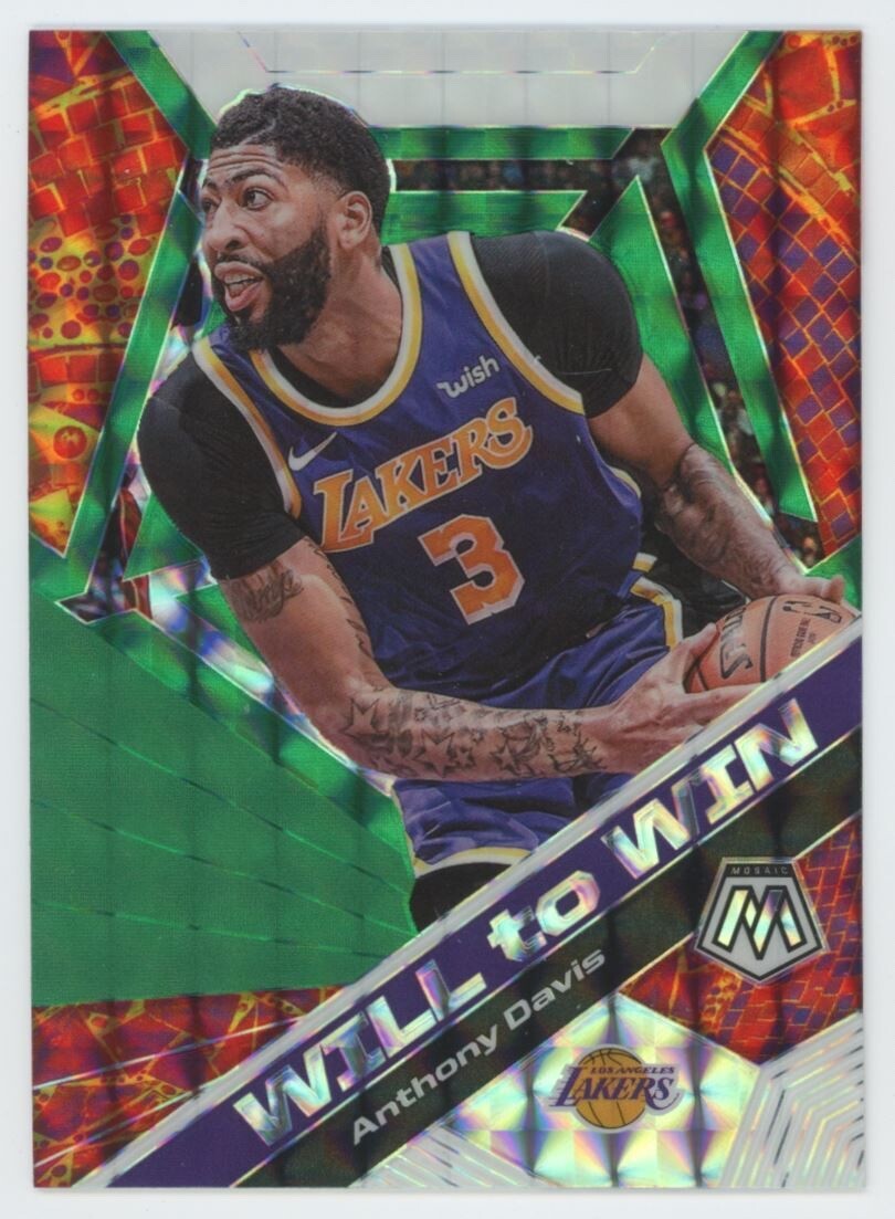 ANTHONY DAVIS 2019-20 PANINI MOSAIC WILL TO WIN GREEN REFRACTOR