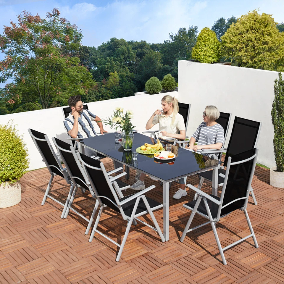 CASARIA® Gartenmöbel Essgruppe Sitzgarnitur Sitzgruppe Garten Alu 8 Stühle Set - Bild 2 von 4