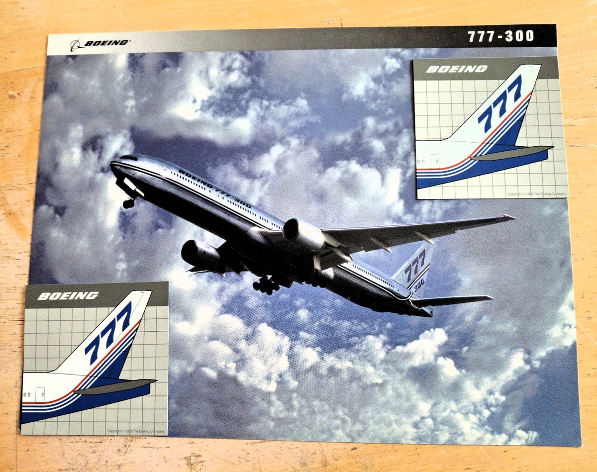 Boeing777-300er記念品＆絵葉書2枚 Boeing 777-300 Brochure Photo Card PLUS 2 Boeing 777 3in x 3in