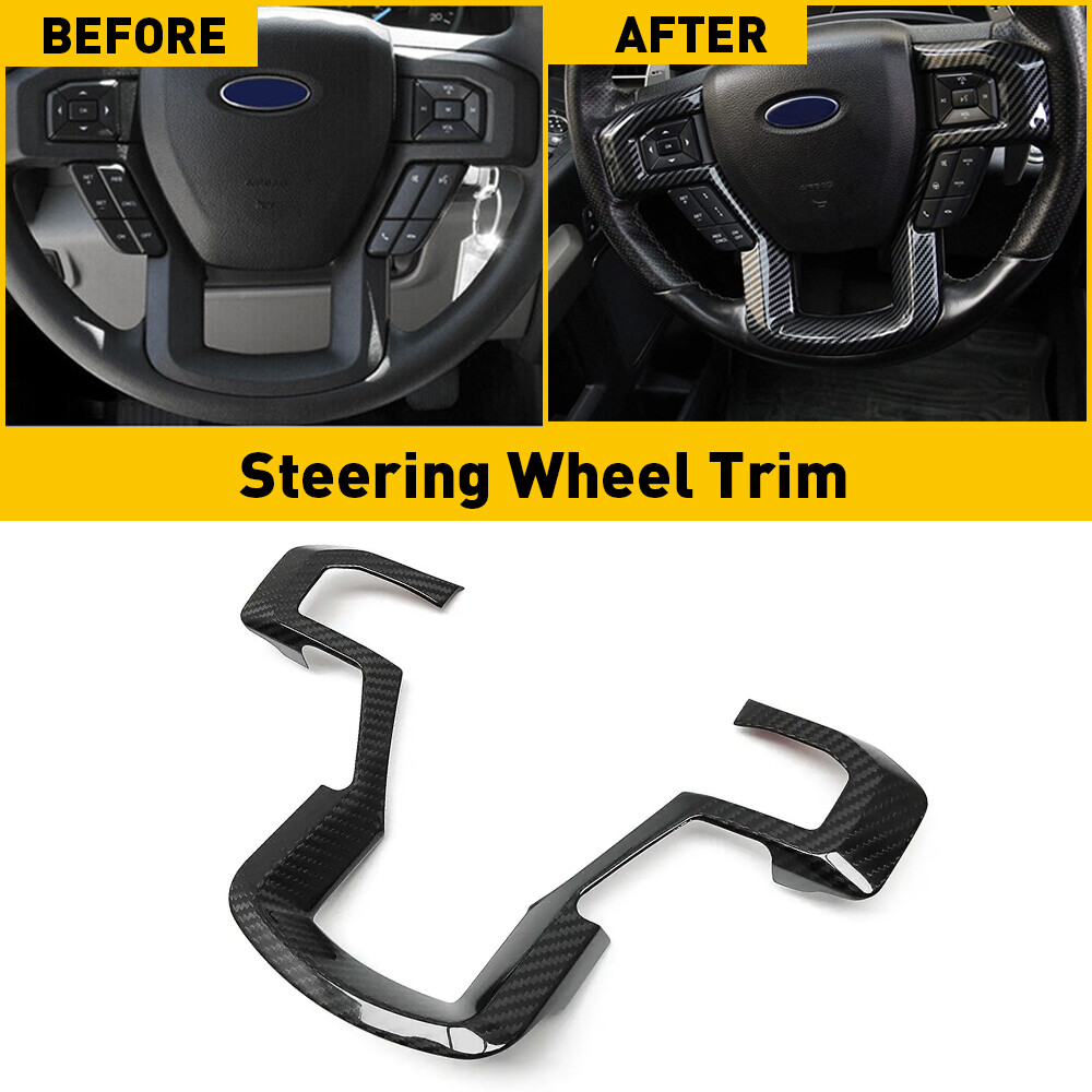Steering Wheel Cover Trim Interior Accessories For Ford F150 15-20 Carbon Fiber