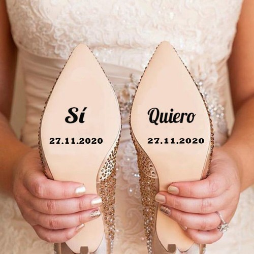 Pegatinas zapatos para novia Sí Quiero personalizadas con fecha | eBay