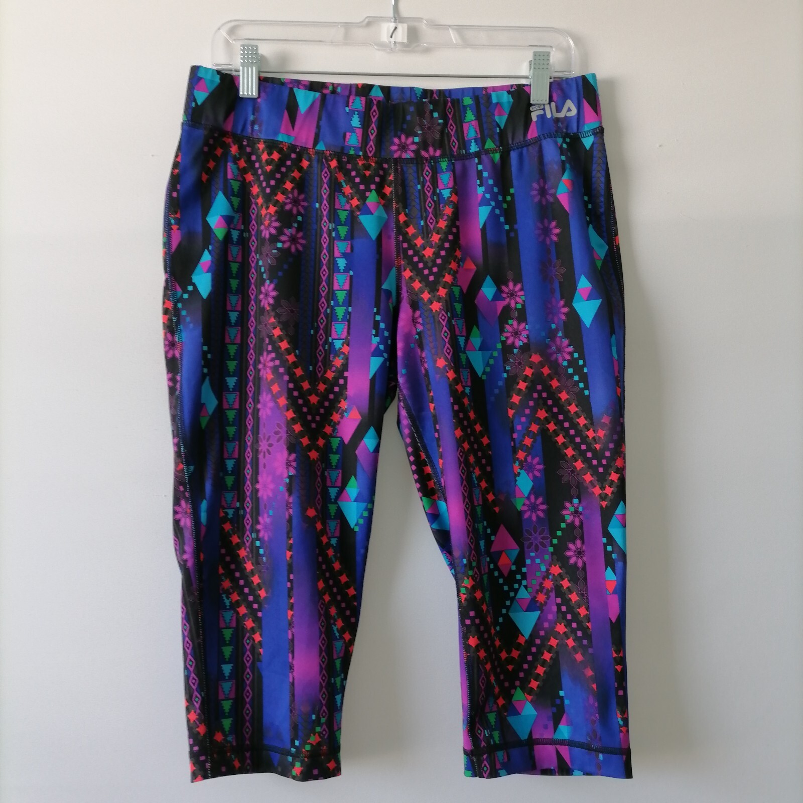 Legging Capri Fila Sport Donna Multicolore Stampa Geometrica Prestazioni Corsa L