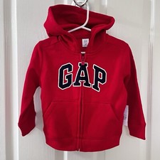 Baby Gap Logo Red Zip Hoodie Hooded Full Zip Sweatshirt Boys Size 2 Years NWT