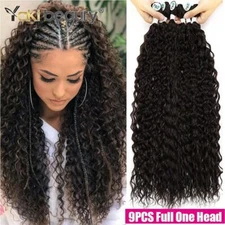 Synthetic Curly Hair Bundles Water Wave Weave（9PCS Enough Head）Hair Extensions