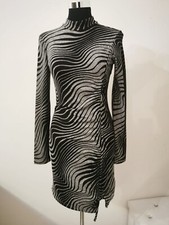 Damen Kleid Stretch Lupenkragen drapiert an der Seite Neu 