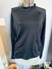 Athletic Works Black Long Sleeve Mock Neck Pullover Top L (12-14) Active