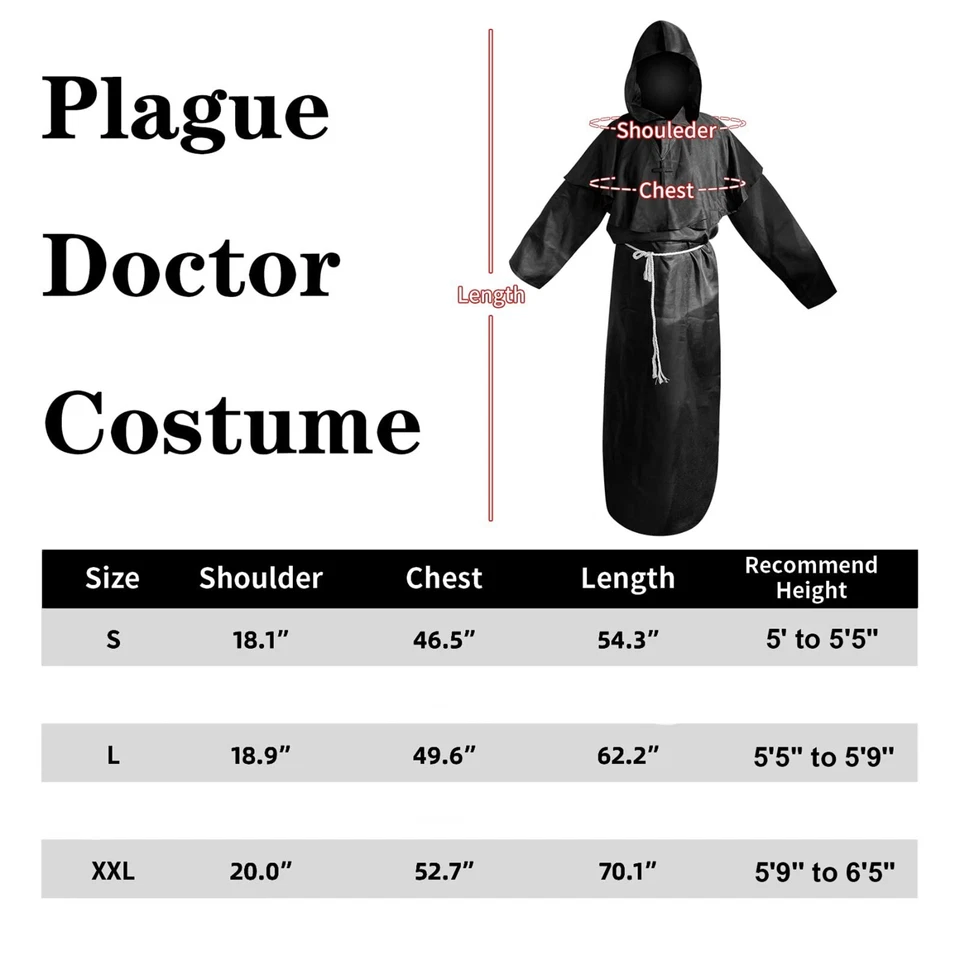 Disfraces de Doctor de Peste, Máscara de Doctor de Peste, Disfraces de Halloween Juegos con disfraces Hombres Mujeres Foto 2 de 4