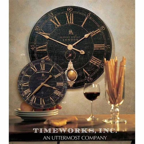 Uttermost Bond Street 30" MDF Brass and Aluminum Wall Clock in Black - Picture 1 of 2