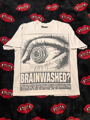 New Hellstar Brainwashed Eyeball T-Shirt White Size XL AUTHENTIC NFC SCAN TAG