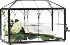 LargeBlack and Glass Card Box for wedding with Lock and Slot - Wedding Envelope