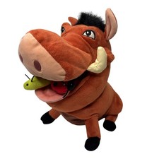 Disney Store The Lion King Pumbaa Plush Warthog with Bugs in Mouth Brown 12 Inch