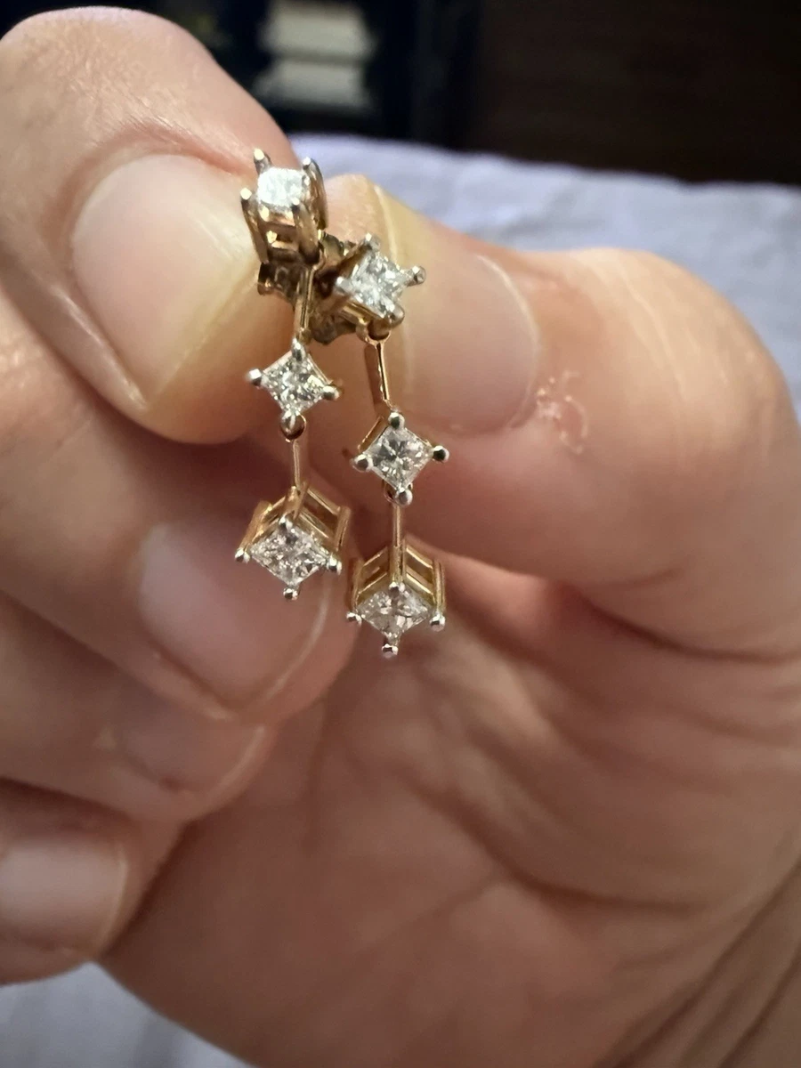 Vintage 14k Graduated Diamond Earrings
