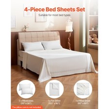 VEVOR 4-Piece Bed Sheet Set - Queen Size, 100 Bamboo Fiber Bedding Set, Cooling