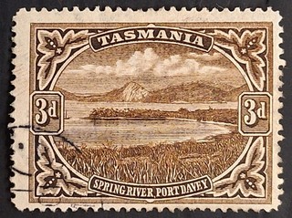 1900 Tasmania Australia 3d Sepia Pictorial stamp P14 WMK Multi TAS CTO Gum