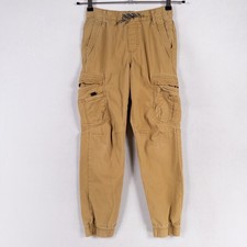 Wrangler Pants Boys 12 SLIM Tan Brown Twill Jogger Cargo Pockets Pull On Casual