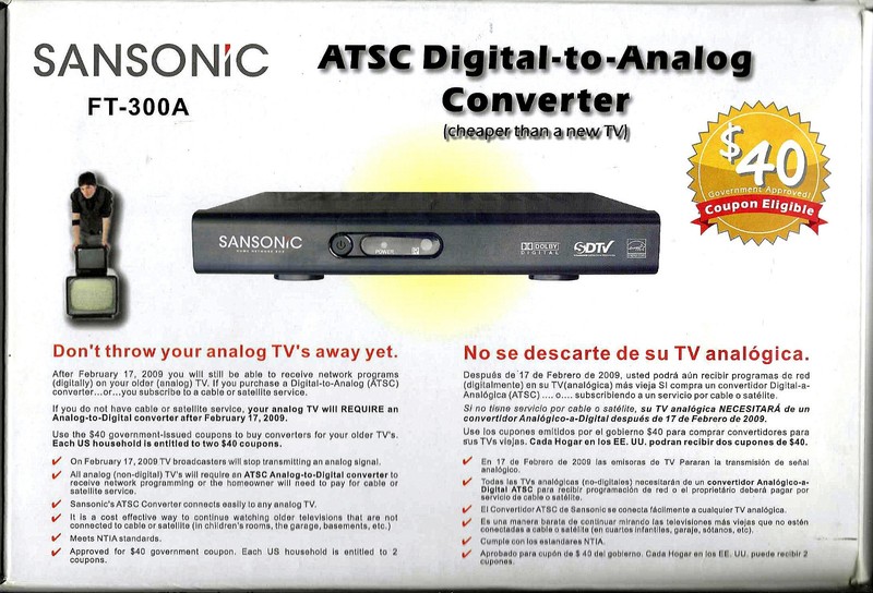 SANSONIC  ATSC DIGITAL-TO-ANALOG CONVERTER, FT-300A - NEW IN BOX