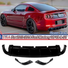 For 2013-2014 Ford Mustang Gt V6 Competition Style Rear Diffuser Glossy Black