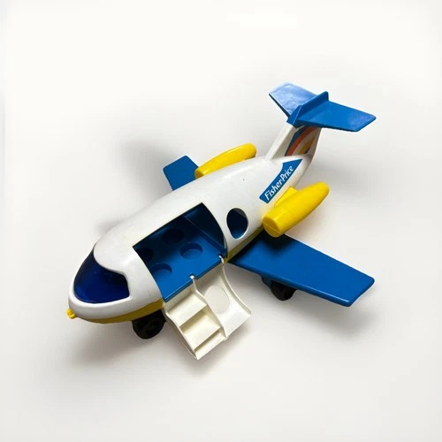 Vintage 1980 Fisher Price Little People Blue & Yellow Jet Airplane #933