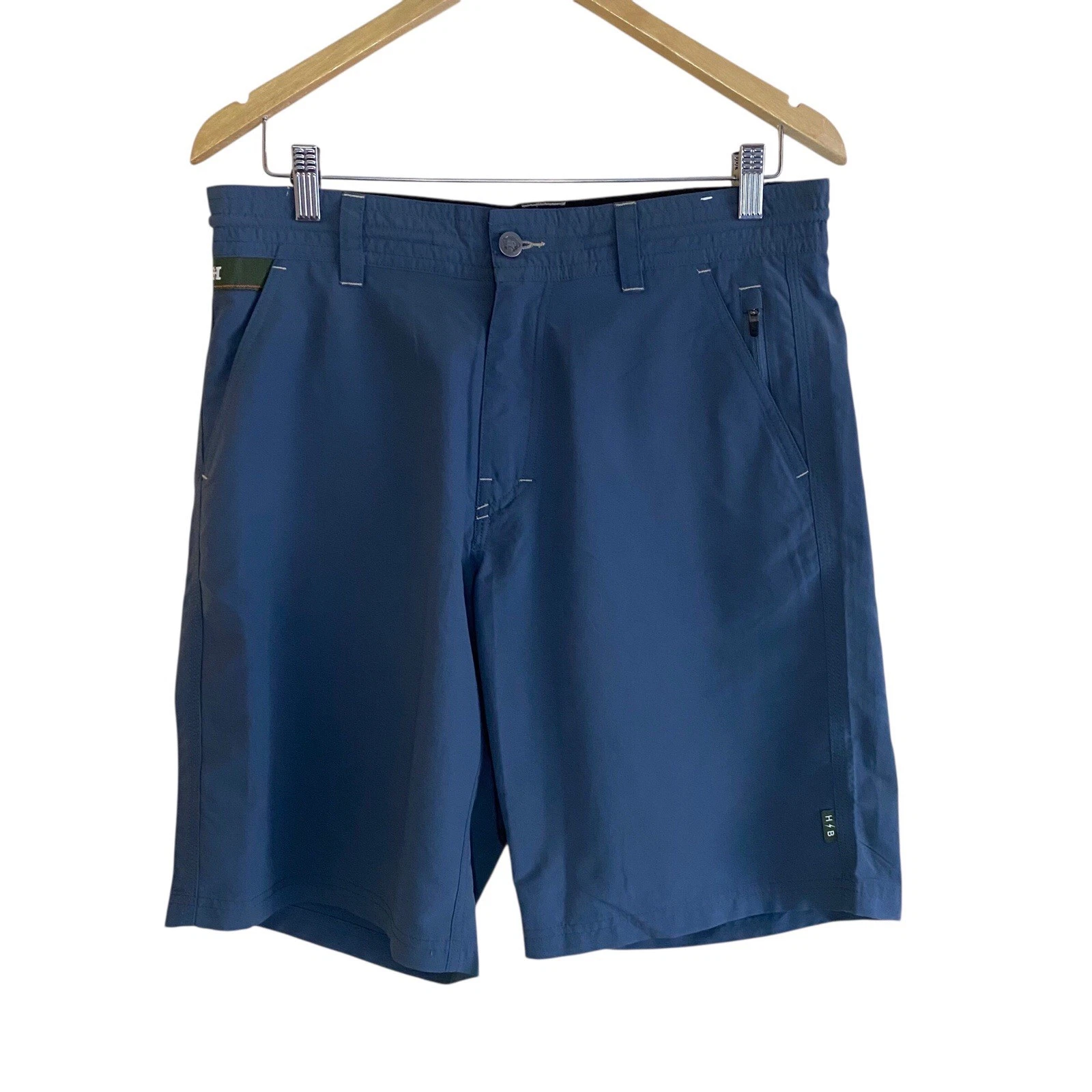 Howler Brothers Horizon Hybrid Shorts Mens 32 Blue Ripstop Nylon Zip Pocket